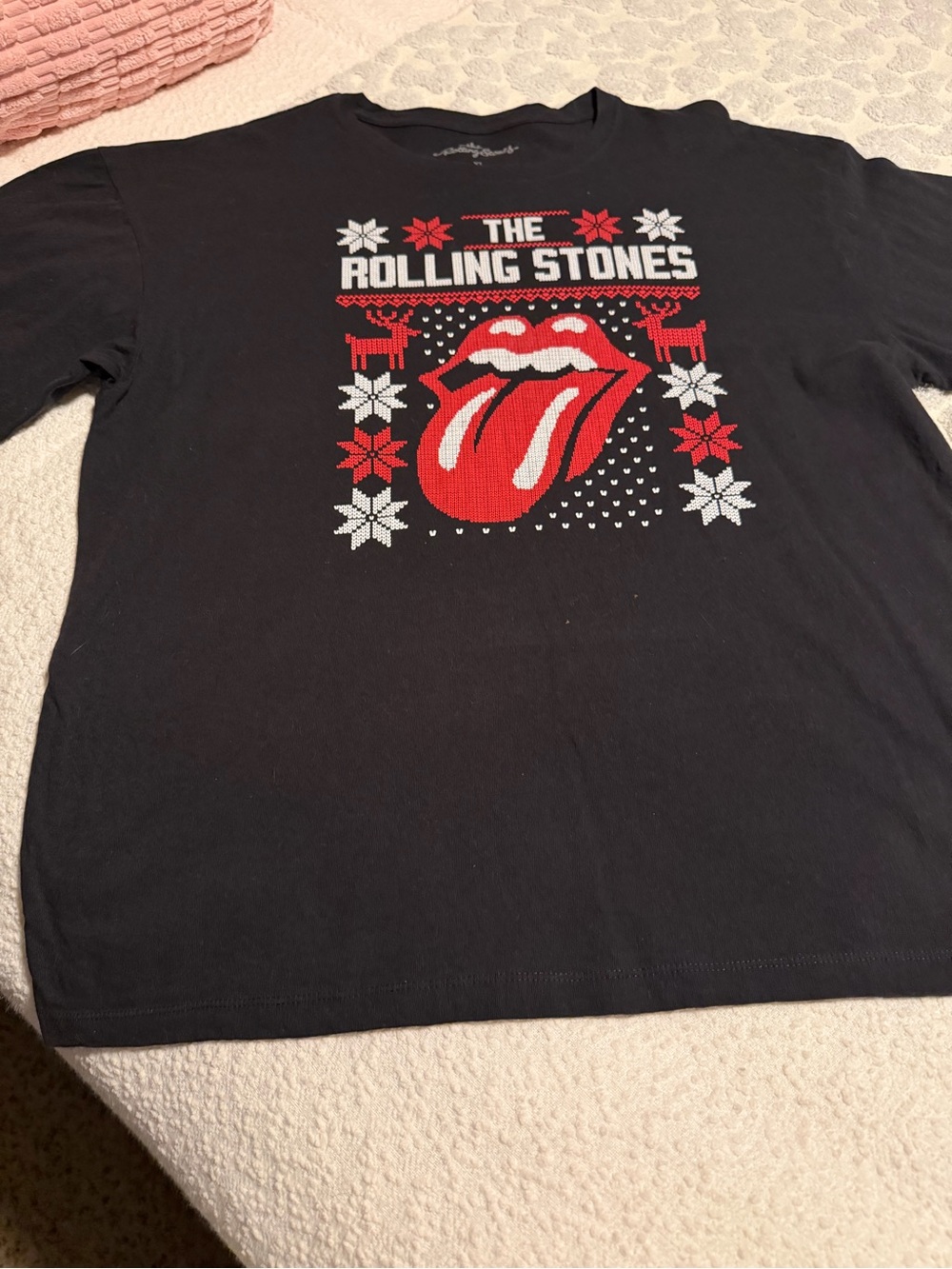 The Rolling Stones Black Tee with Red & White Tongue Graphic